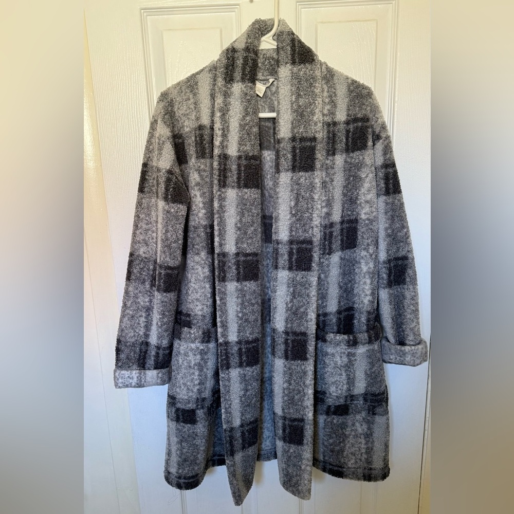 Caslon Gray Checkered Women's Cardigan